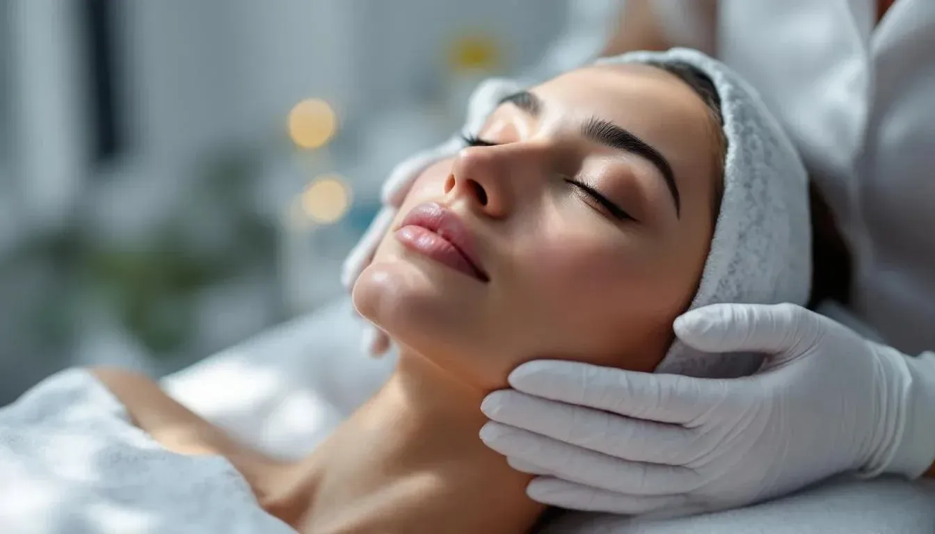 Illustration of a woman on a treatment bed as gloved hands rest along her jaw